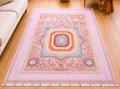 Pastel Vintage Turkish Rug 7.80 x 5.67 Ft – Handmade Oushak Area Rug – Soft Pink Boho Rug – One of a Kind Anatolian Carpet
