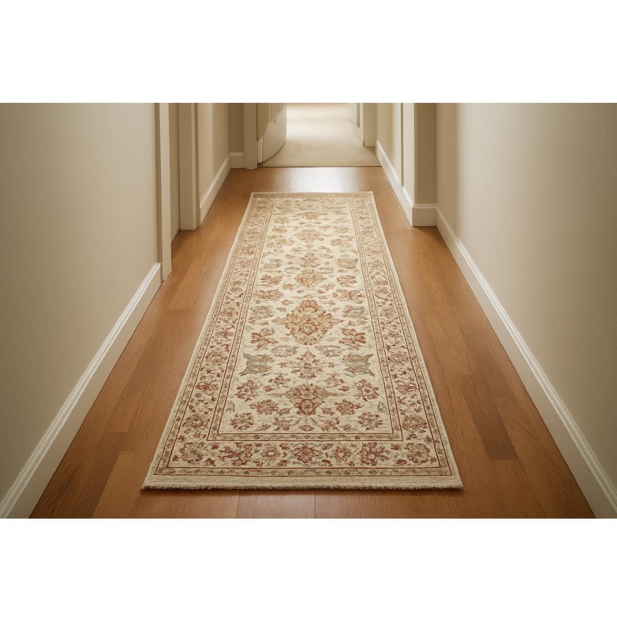 One of a Kind Handwoven Afghan Wool Runner Rug 2.6x6.5 ft Vintage Oriental Hallway Runner Cream Red Tribal Narrow Corridor Rug OOAK