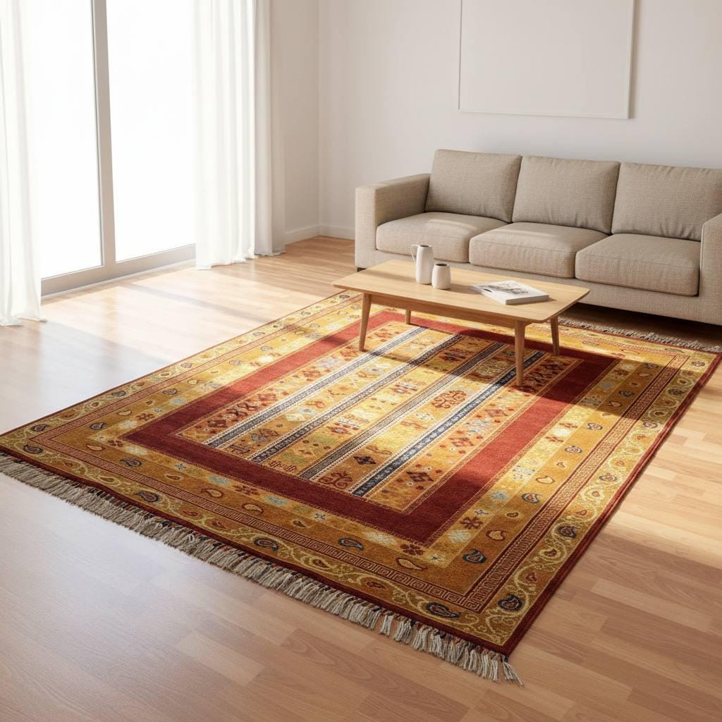 Handmade Turkish Oushak Rug, Vintage Anatolian Wool Carpet, Floral Traditional Area Rug 6.56x4.92 ft