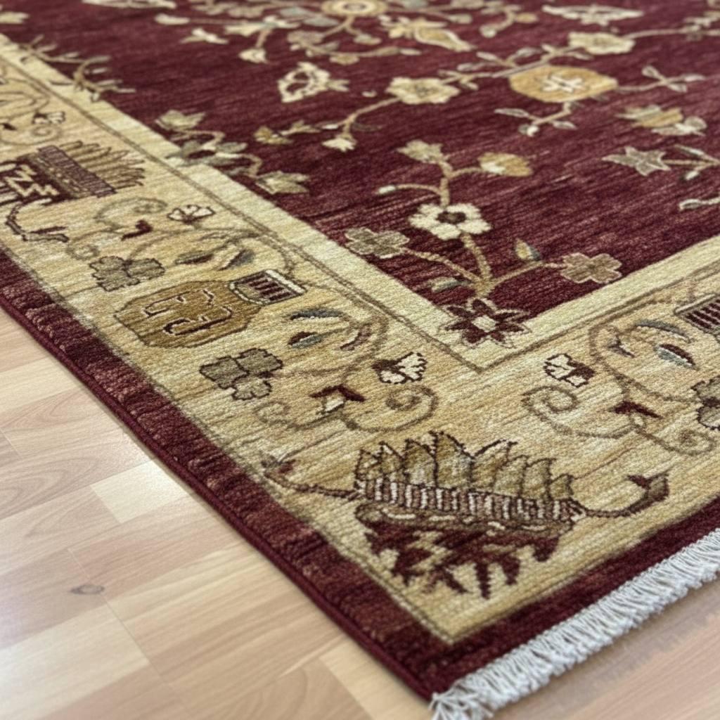 Red Afghan Rug 5x8 ft – Handmade Wool Vintage Area Rug, One of a Kind Oriental Carpet, Small Living Room Rug