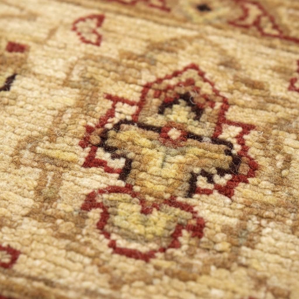 Handwoven Afghan Wool Area Rug 4.6x6.6 ft One of a Kind Vintage Oriental Rug Cream Beige Tribal Oushak Style Boho Living Room Carpet