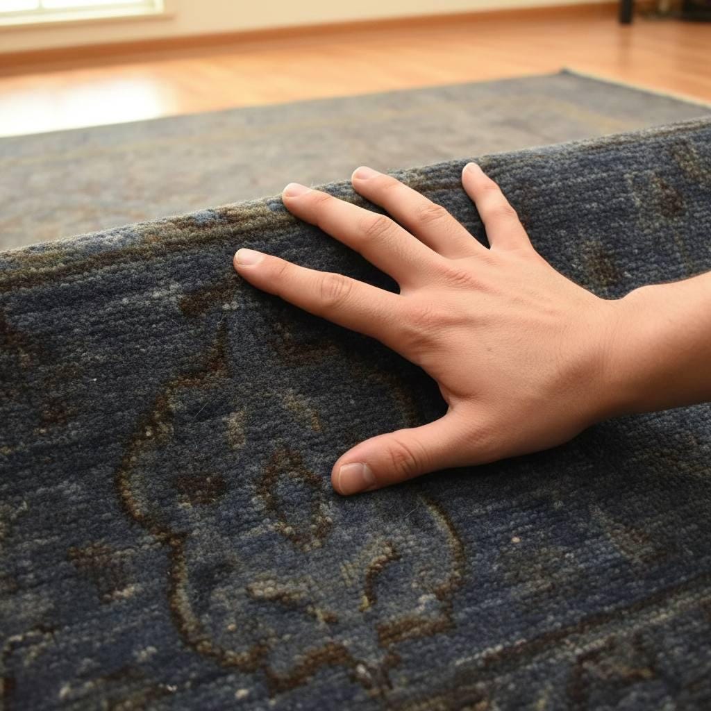 Handwoven Overdyed Afghan Wool Rug 6.5x5 ft Navy Blue Vintage Oriental Rug Distressed Tribal Area Rug Boho Living Room Carpet