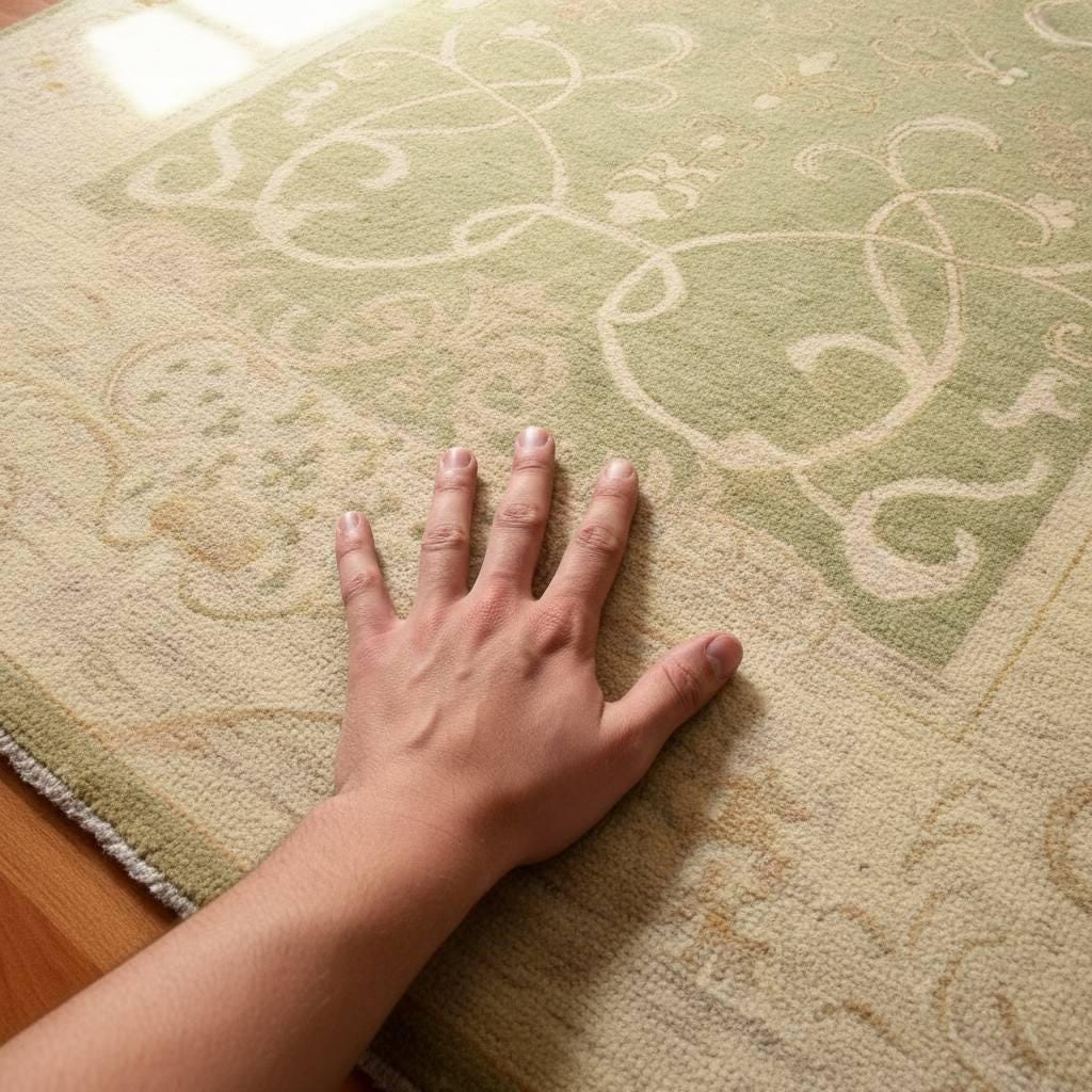 Handwoven Afghan Wool Rug 6.5x5 Ft Sage Green Vintage Oriental Rug One of a Kind Tribal Area Rug Neutral Boho Living Room Decor Handmade