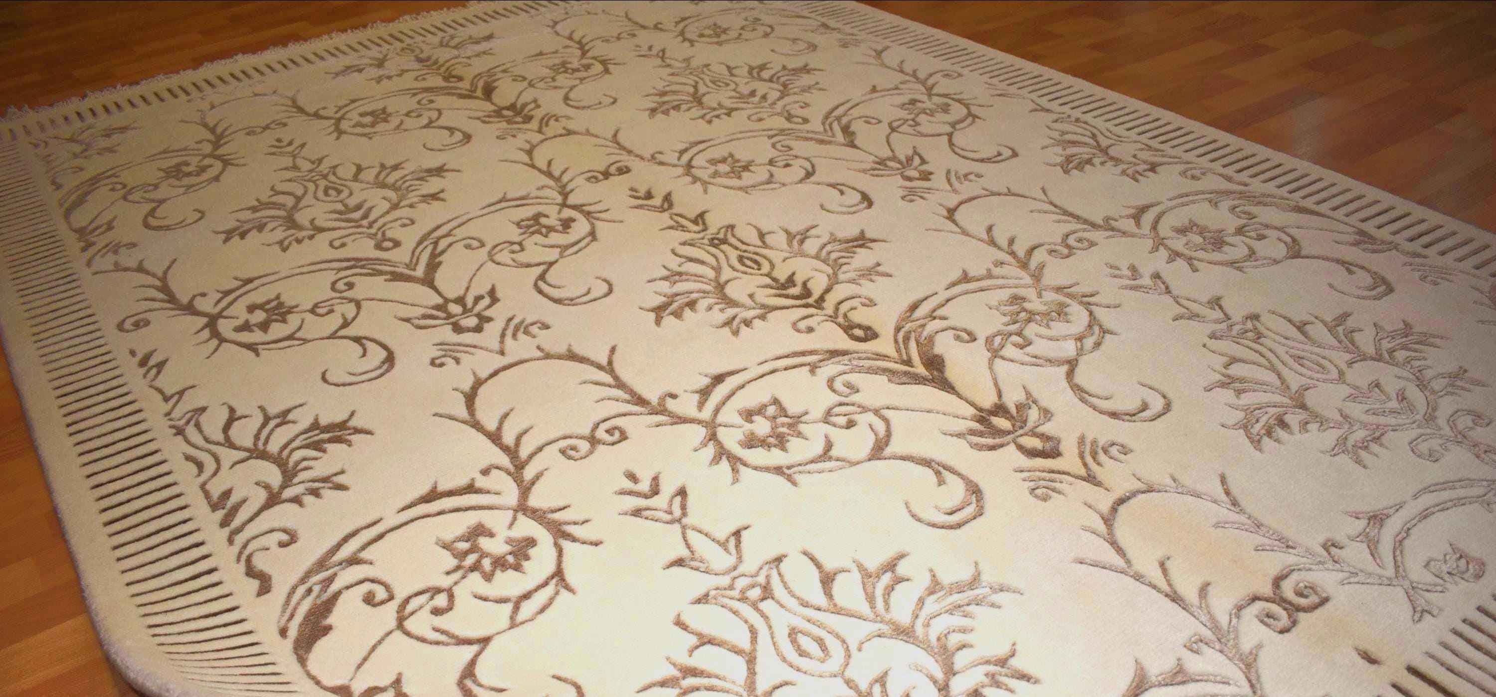 Hand Knotted Wool Silk Rug 6.5x10 – Luxury Floral Area Rug, Handmade Oriental Carpet, Large Living Room Rug, Free Express Shipping USA