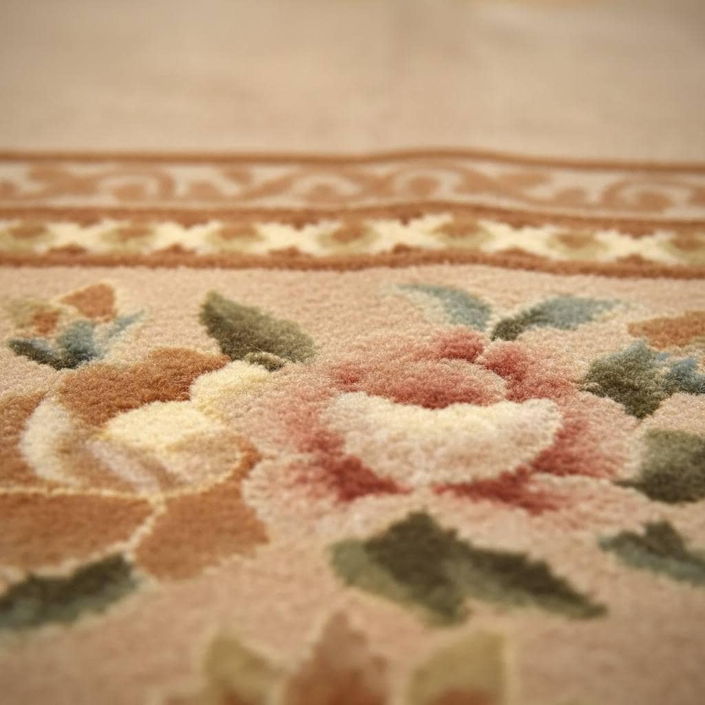 Handwoven Chinese Wool Rug 5.57x7.87 ft Floral Oriental Area Rug Beige Traditional European Living Room Carpet One of a Kind