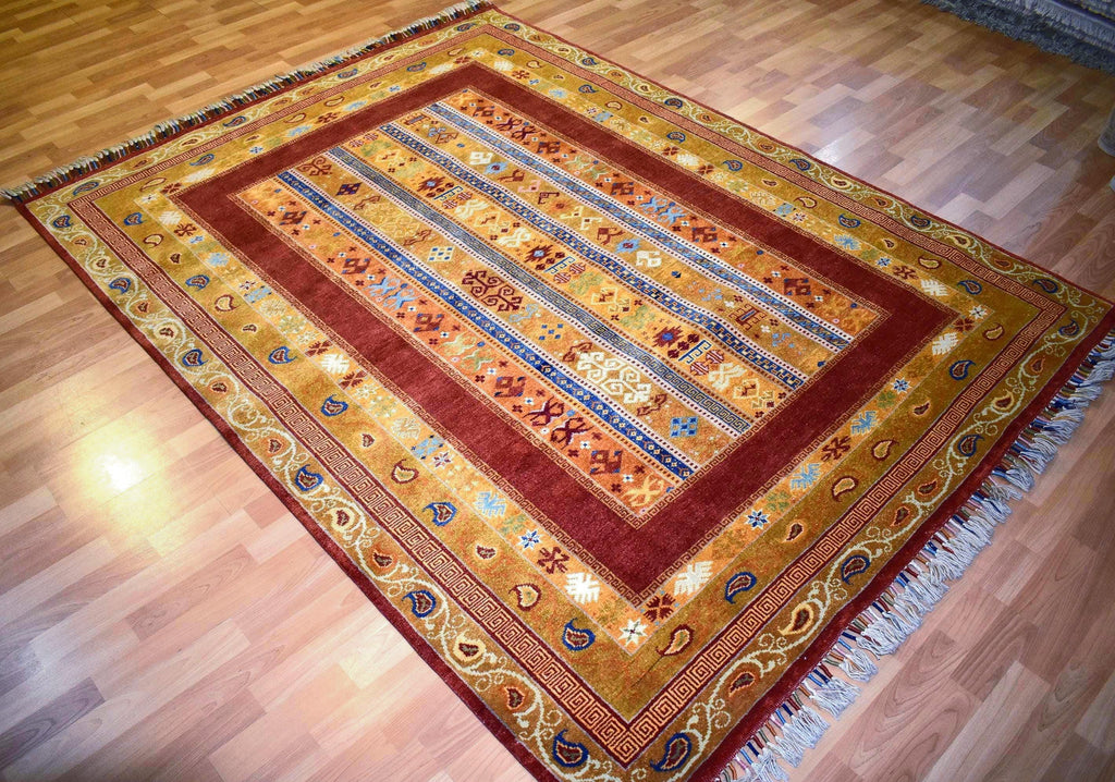 Handmade Turkish Oushak Rug, Vintage Anatolian Wool Carpet, Floral Traditional Area Rug 6.56x4.92 ft