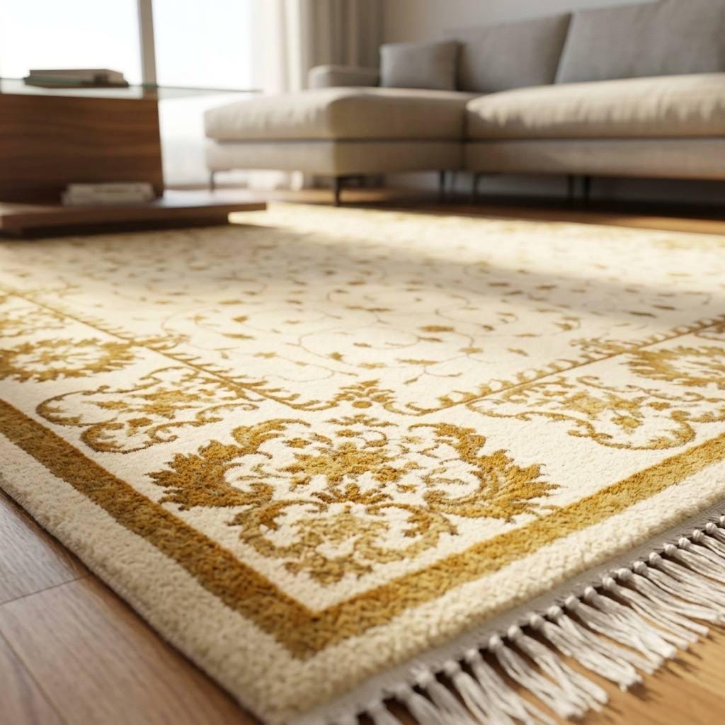 Hand Knotted Wool Silk Rug 6.5x10 – Luxury Floral Oriental Area Rug, Large Living Room Carpet, Handmade, Free Express Shipping USA