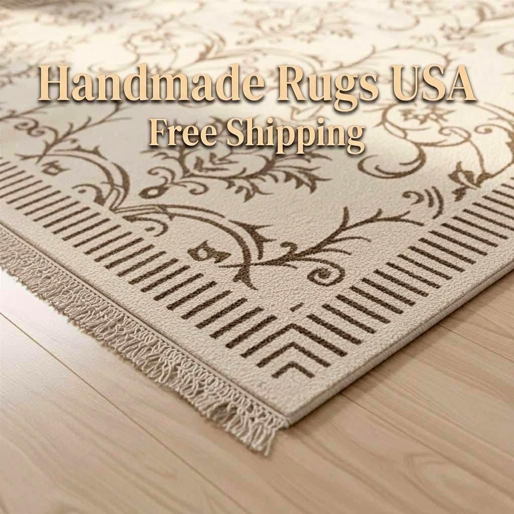 Hand Knotted Wool Silk Rug 6.5x10 – Luxury Floral Area Rug, Handmade Oriental Carpet, Large Living Room Rug, Free Express Shipping USA
