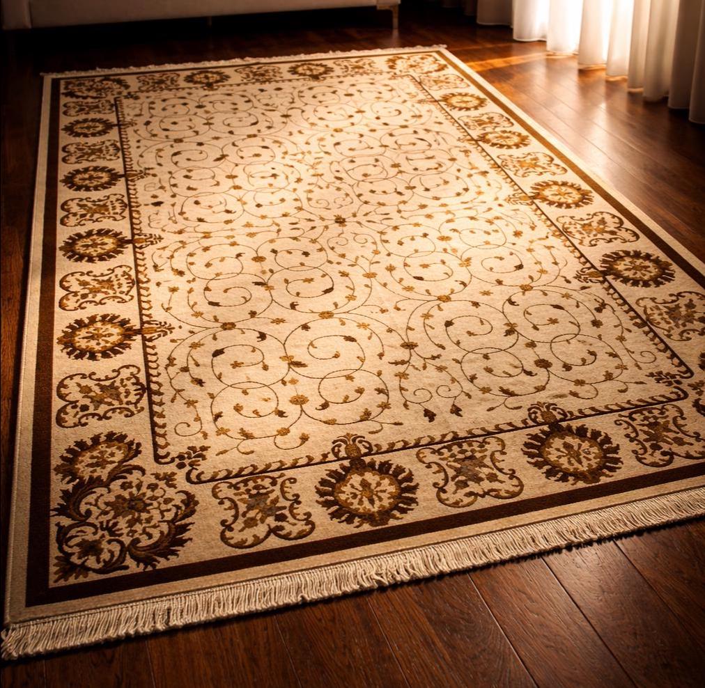 Hand Knotted Wool Silk Rug 6.5x10 – Luxury Floral Oriental Area Rug, Large Living Room Carpet, Handmade, Free Express Shipping USA