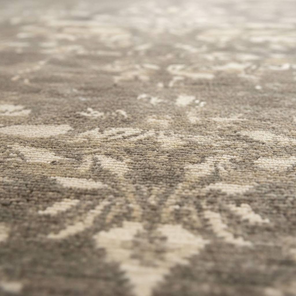 Handwoven Bamboo Silk Rug 5.57x7.87 ft Modern Indian Area Rug, One of a Kind OOAK Carpet, Luxury Neutral Contemporary Living Room Rug