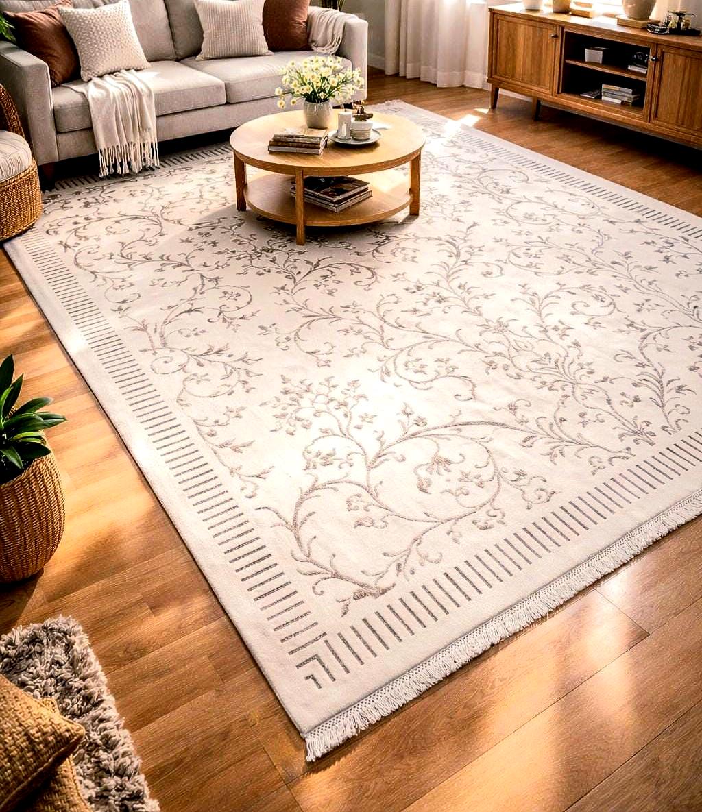 Hand Knotted Wool Silk Rug 6.5x10 – Luxury Floral Area Rug, Handmade Oriental Carpet, Large Living Room Rug, Free Express Shipping USA