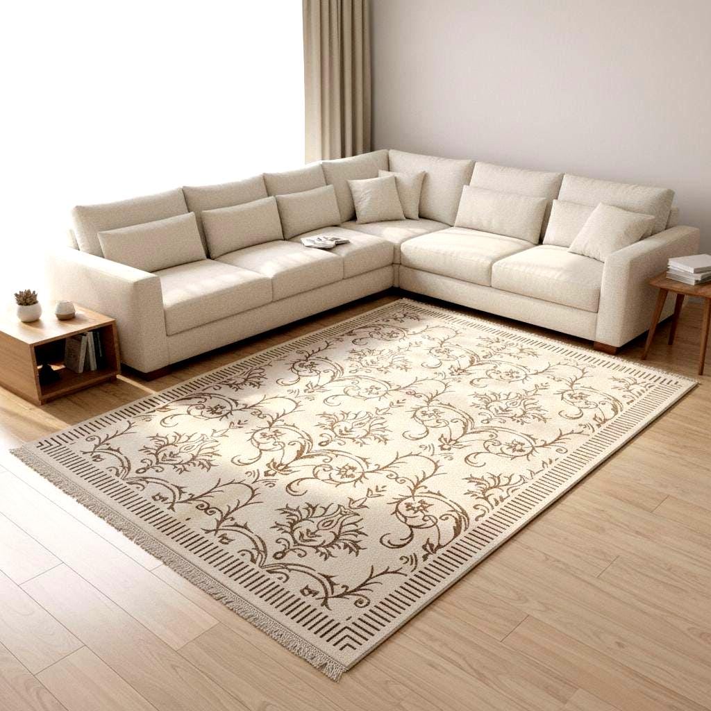 Hand Knotted Wool Silk Rug 6.5x10 – Luxury Floral Area Rug, Handmade Oriental Carpet, Large Living Room Rug, Free Express Shipping USA