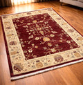 Red Afghan Rug 5x8 ft – Handmade Wool Vintage Area Rug, One of a Kind Oriental Carpet, Small Living Room Rug