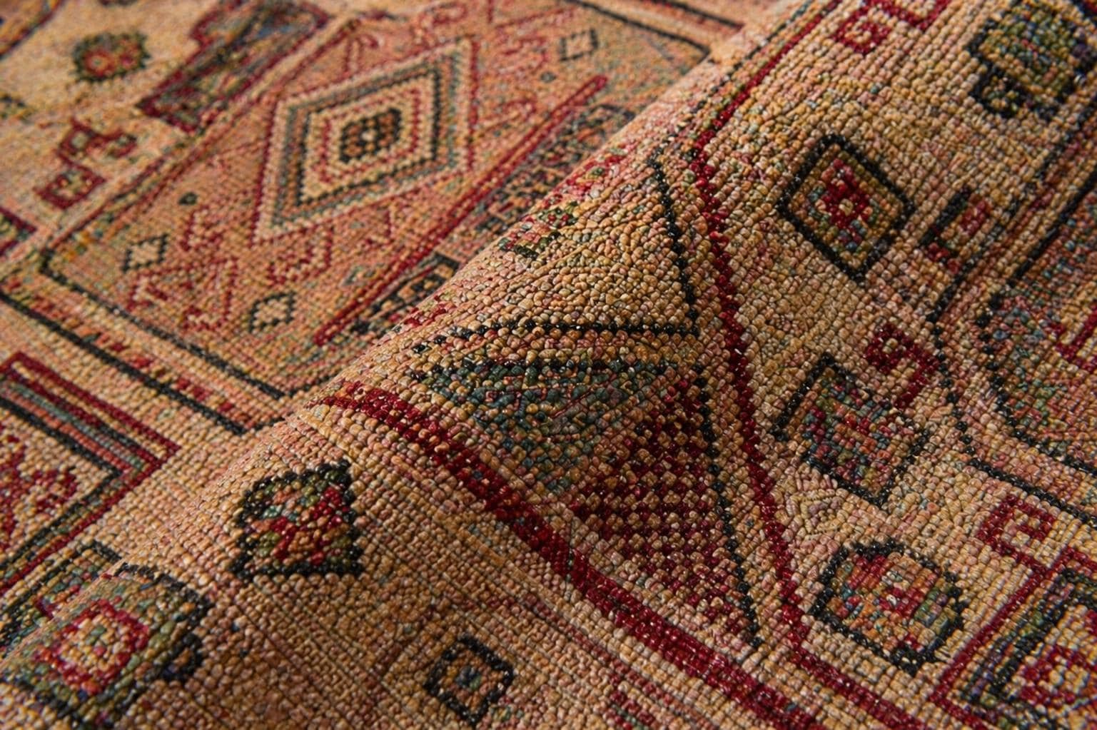 Hand Knotted Wool Rug 6.5x9.8 ft Vintage Turkish Kayseri Bunyan Rug, Large Living Room Area Rug, Beige Neutral Oriental Carpet One of a Kind