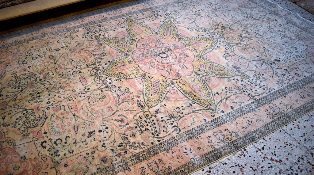 Handwoven Turkish Kayseri Rug 11.4 x 7.5 ft – Wool & Cotton Oriental Area Rug, Large Vintage Floral Carpet, One of a Kind Living Room Rug