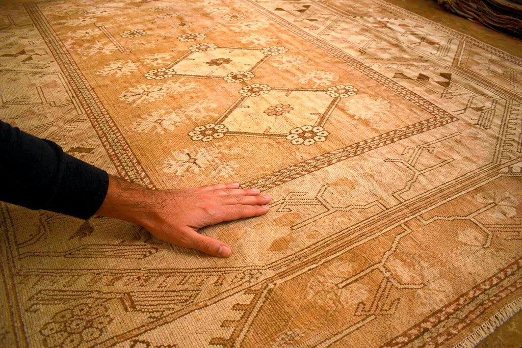 Vintage Turkish Milas Rug 10.2 x 6.5 ft – Handwoven 100% Wool Area Rug, Beige Brown Tribal Rug, Anatolian Geometric Carpet, One of a Kind