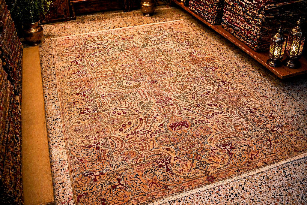 Hand Knotted Kayseri Rug 7.5x11.5 ft, Vintage Turkish Area Rug, Large Oushak Style Carpet, Handmade Wool Rug, Luxury Living Room Rug
