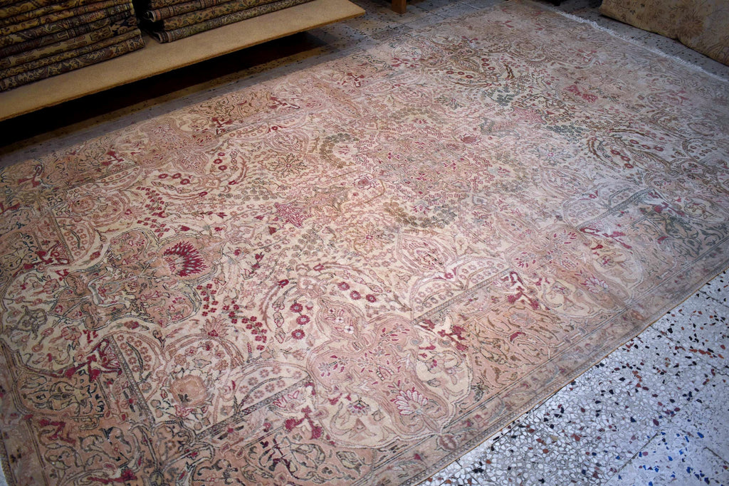 Hand Knotted Kayseri Rug 7.5x11.5 ft, Vintage Turkish Area Rug, Large Oushak Style Carpet, Handmade Wool Rug, Luxury Living Room Rug