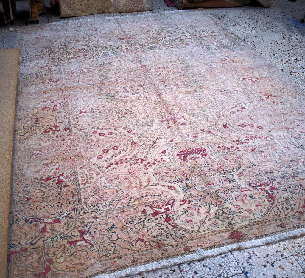 Hand Knotted Kayseri Rug 7.5x11.5 ft, Vintage Turkish Area Rug, Large Oushak Style Carpet, Handmade Wool Rug, Luxury Living Room Rug