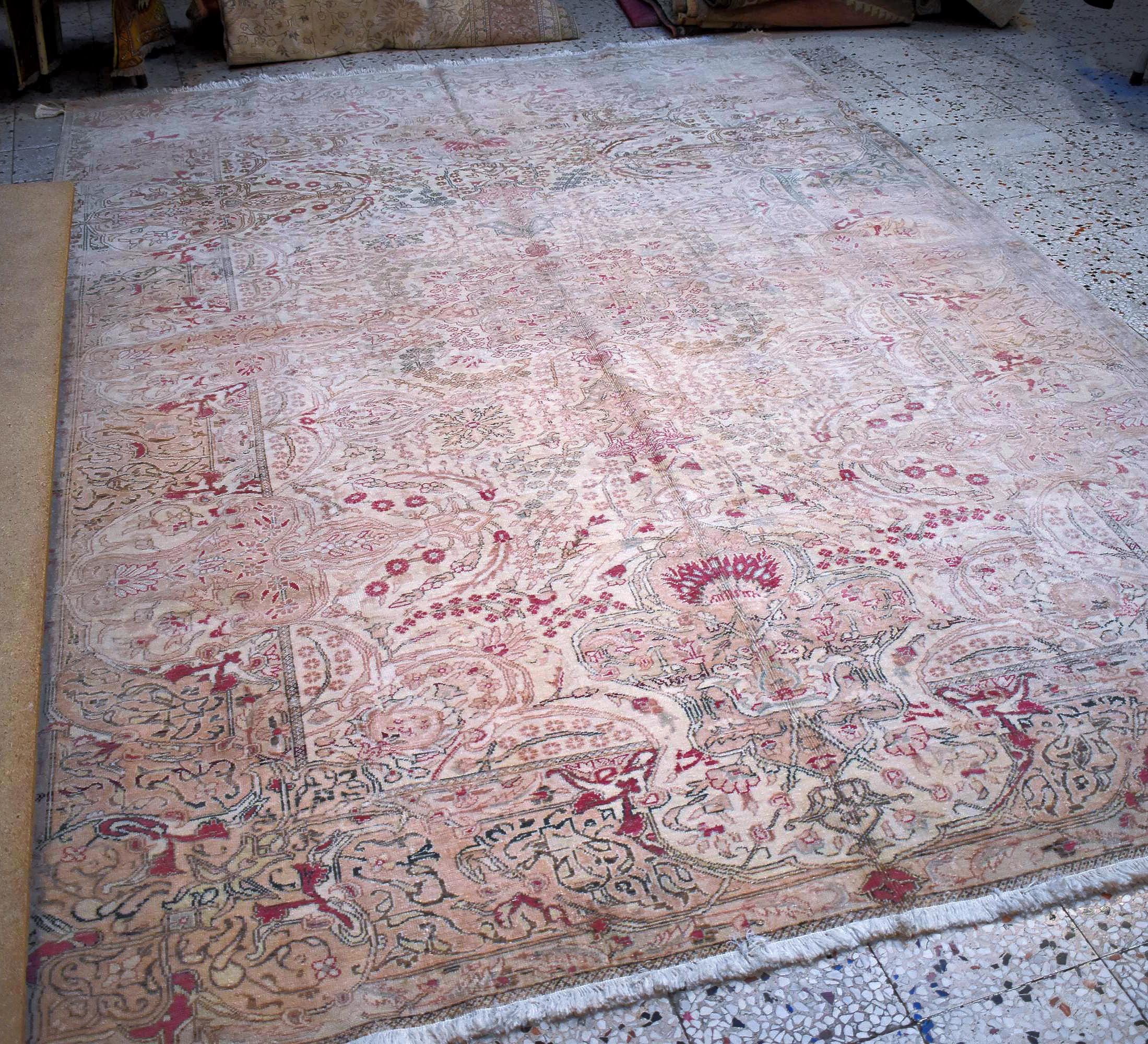 Hand Knotted Kayseri Rug 7.5x11.5 ft, Vintage Turkish Area Rug, Large Oushak Style Carpet, Handmade Wool Rug, Luxury Living Room Rug