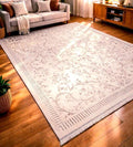 Hand Knotted Wool Silk Rug 6.5x10 – Luxury Floral Area Rug, Handmade Oriental Carpet, Large Living Room Rug, Free Express Shipping USA