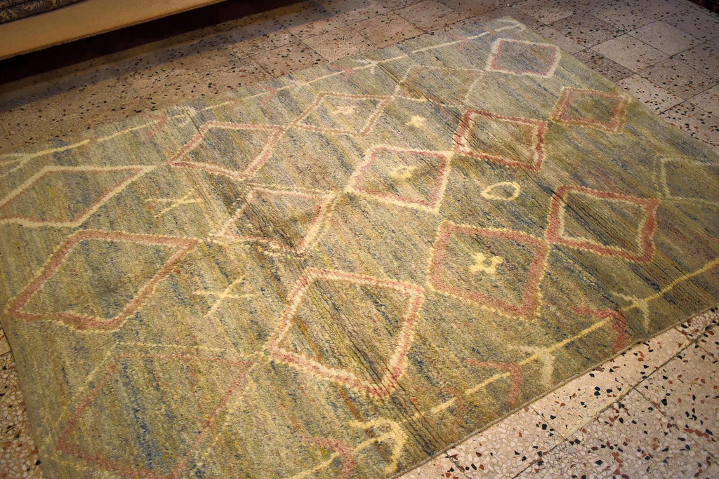 7.87x5.74 ft Hand Knotted Turkish Rug, Vintage Wool Area Rug, Geometric Pattern Rug, Handmade Anatolian Rug, Large Living Room Rug