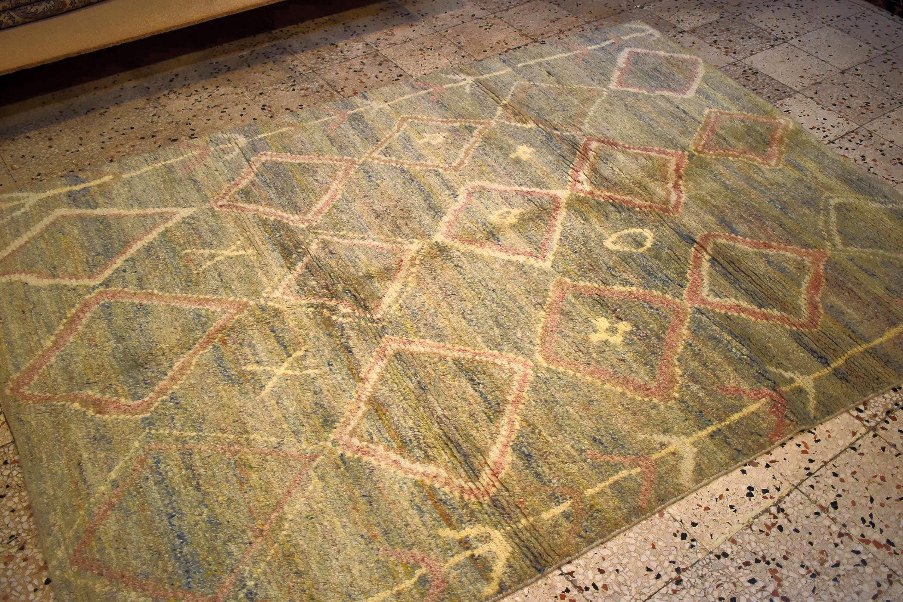 7.87x5.74 ft Hand Knotted Turkish Rug, Vintage Wool Area Rug, Geometric Pattern Rug, Handmade Anatolian Rug, Large Living Room Rug