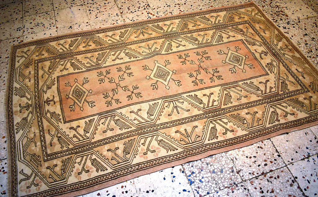 Vintage Milas Rug 6.56x4.10 ft – Handwoven Turkish Wool Rug, Minimal Geometric Anatolian Carpet, Small Area Rug, One of a Kind