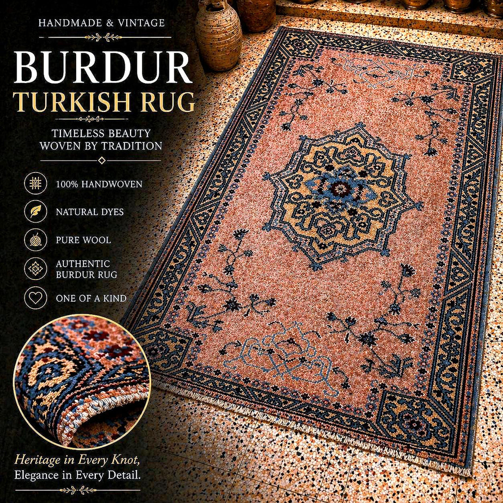 Vintage Turkish Burdur Rug 6.56 x 3.87 ft, Handwoven 100% Wool Rug, Anatolian Area Rug, Small Runner Rug, One of a Kind Handmade Carpet