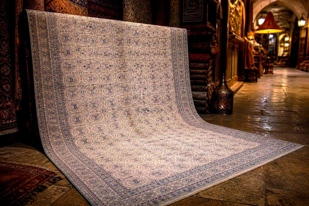Handmade Wool Rug 6.6x9.35 ft Kayseri Rug, Turkish Vintage Area Rug, Neutral Beige Carpet, Large Living Room Rug, One of a Kind