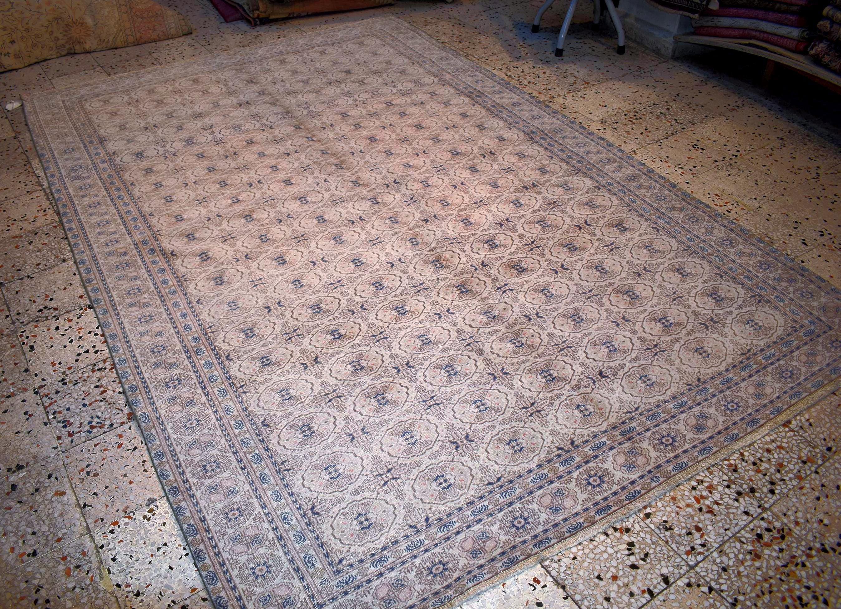 Handmade Wool Rug 6.6x9.35 ft Kayseri Rug, Turkish Vintage Area Rug, Neutral Beige Carpet, Large Living Room Rug, One of a Kind