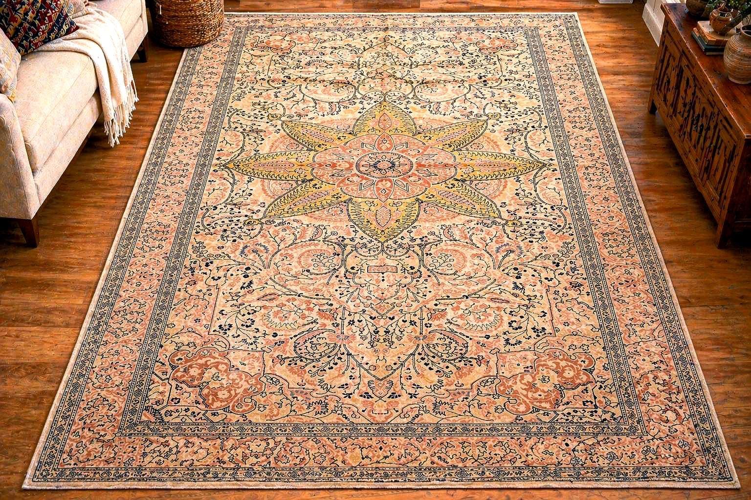 Handwoven Turkish Kayseri Rug 11.4 x 7.5 ft – Wool & Cotton Oriental Area Rug, Large Vintage Floral Carpet, One of a Kind Living Room Rug