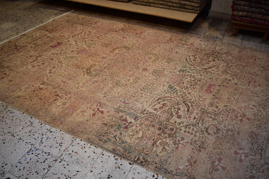 Hand Knotted Kayseri Rug 7.5x11.5 ft, Vintage Turkish Area Rug, Large Oushak Style Carpet, Handmade Wool Rug, Luxury Living Room Rug