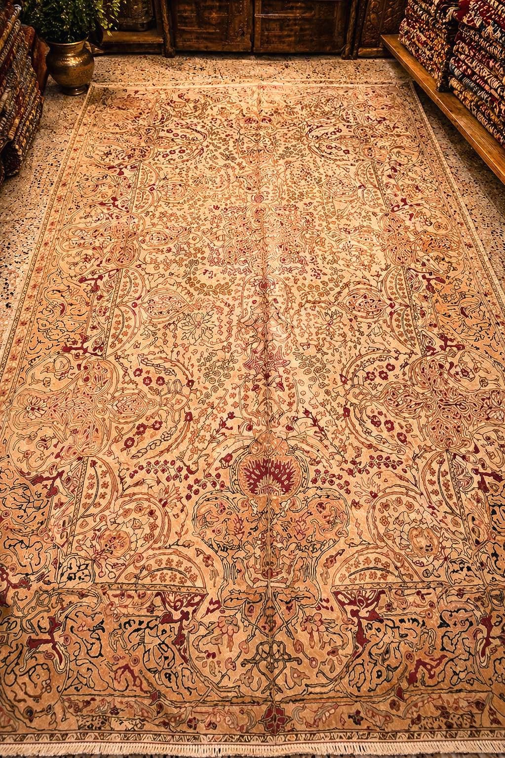 Hand Knotted Kayseri Rug 7.5x11.5 ft, Vintage Turkish Area Rug, Large Oushak Style Carpet, Handmade Wool Rug, Luxury Living Room Rug