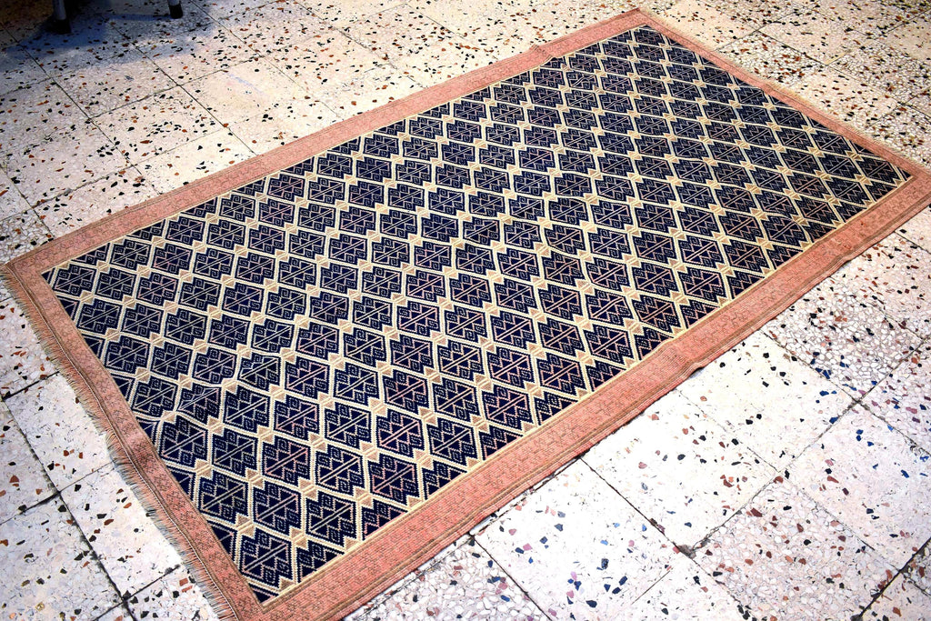 Hand Knotted Turkish Rug 6.3x3.9 ft Vintage Handmade Wool Rug, One of a Kind Floral Runner Rug, Neutral Boho Area Rug
