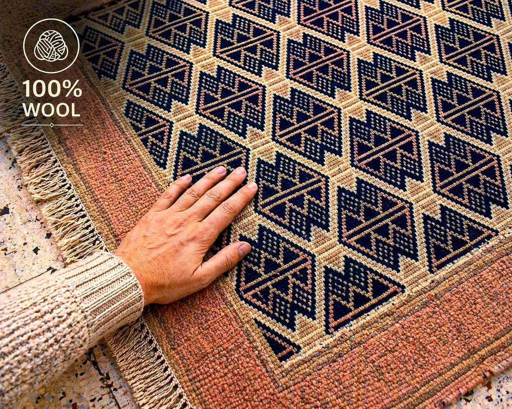 Hand Knotted Turkish Rug 6.3x3.9 ft Vintage Handmade Wool Rug, One of a Kind Floral Runner Rug, Neutral Boho Area Rug