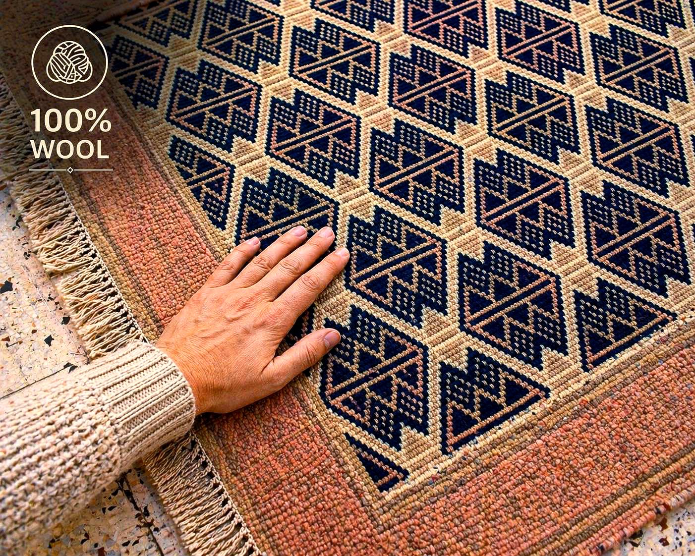 Hand Knotted Turkish Rug 6.3x3.9 ft Vintage Handmade Wool Rug, One of a Kind Floral Runner Rug, Neutral Boho Area Rug
