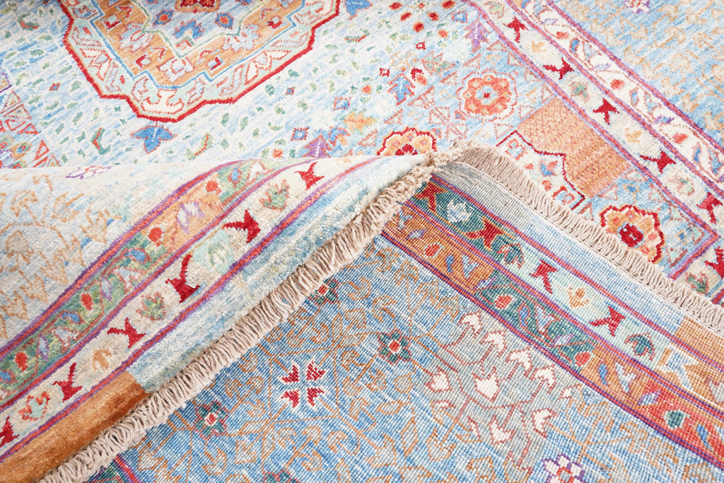 Hand Knotted Mamluk Rug 9.9x8 ft, Vintage Style Wool Cotton Area Rug, Large Pastel Turkish Rug, Luxury Oriental Carpet, One of a Kind Rug