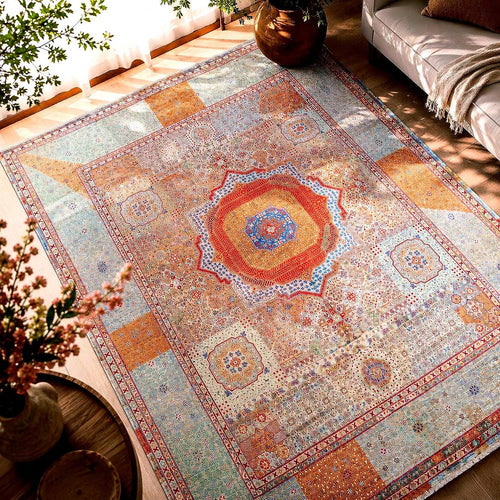 Hand Knotted Mamluk Rug 9.9x8 ft, Vintage Style Wool Cotton Area Rug, Large Pastel Turkish Rug, Luxury Oriental Carpet, One of a Kind Rug