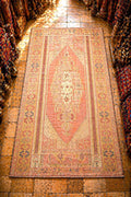 Turkish Runner Rug 6.62x3.34 ft  – Handwoven Wool Vintage Rug Close Up Texture