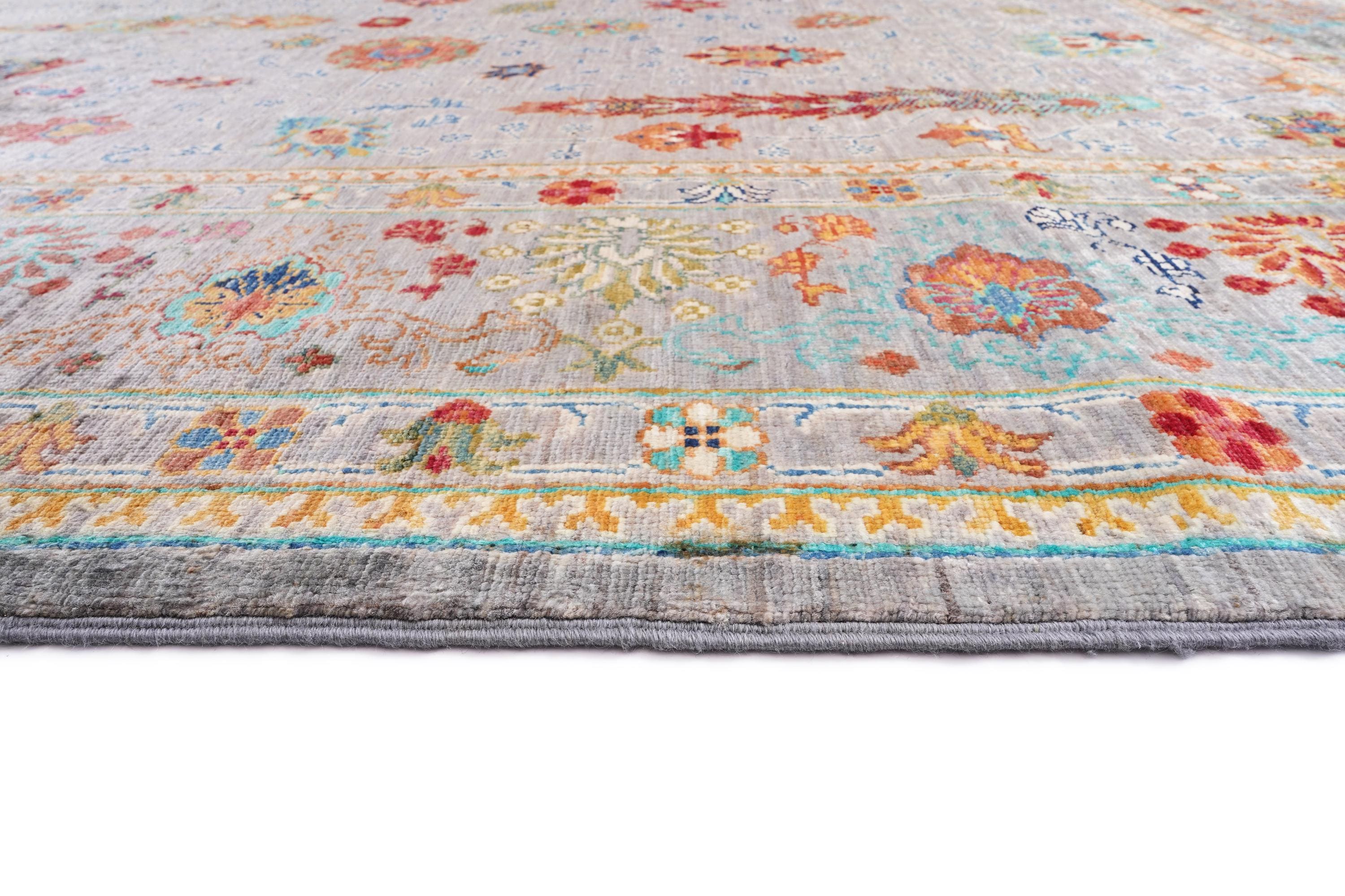 Luxury Hand-Knotted Mamluk Rug 9.90x6.82 ft, Pastel Vintage Oriental Rug, Wool Cotton Handmade Area Rug, Large Turkish Style Rug