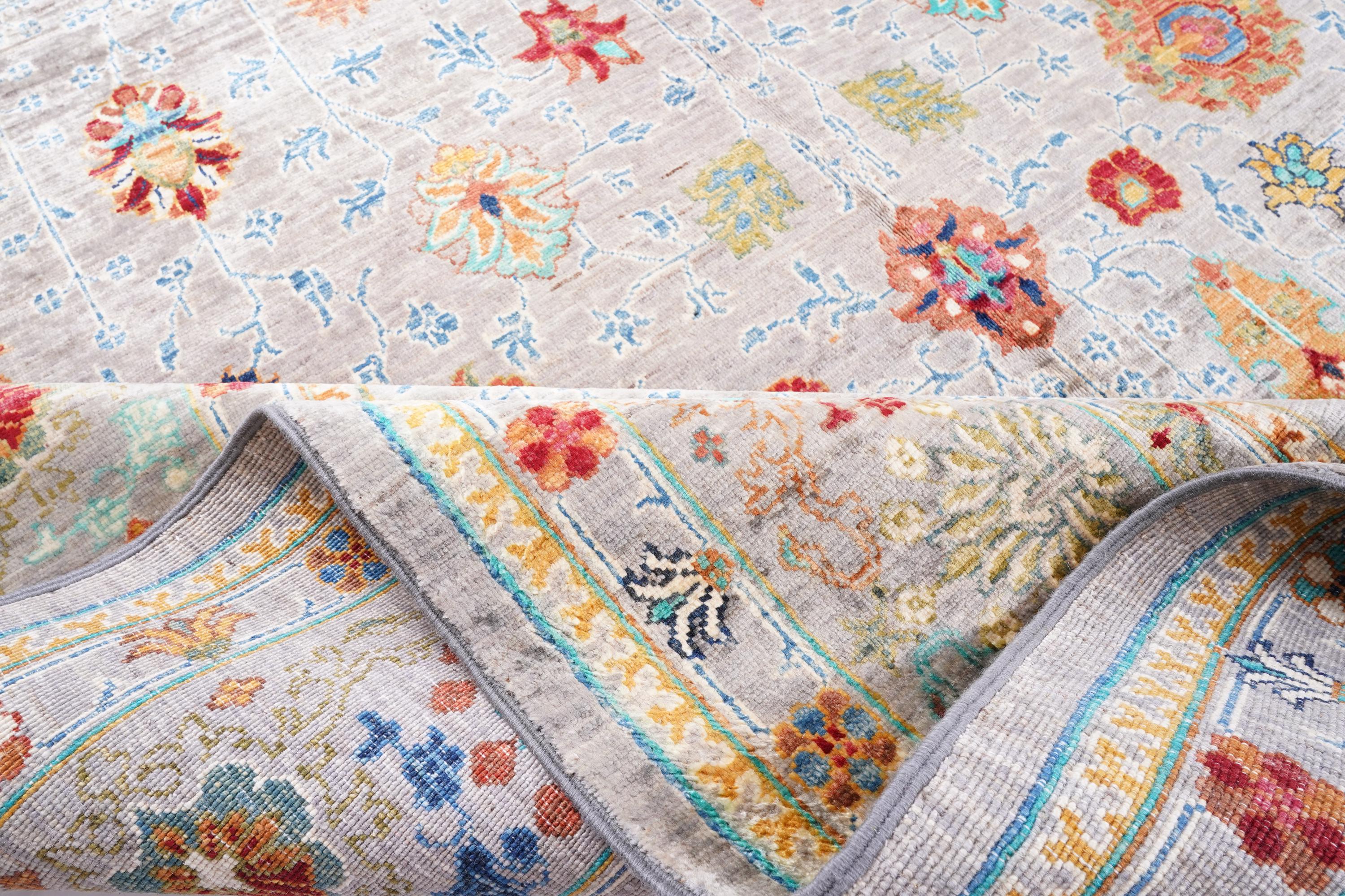 Luxury Hand-Knotted Mamluk Rug 9.90x6.82 ft, Pastel Vintage Oriental Rug, Wool Cotton Handmade Area Rug, Large Turkish Style Rug
