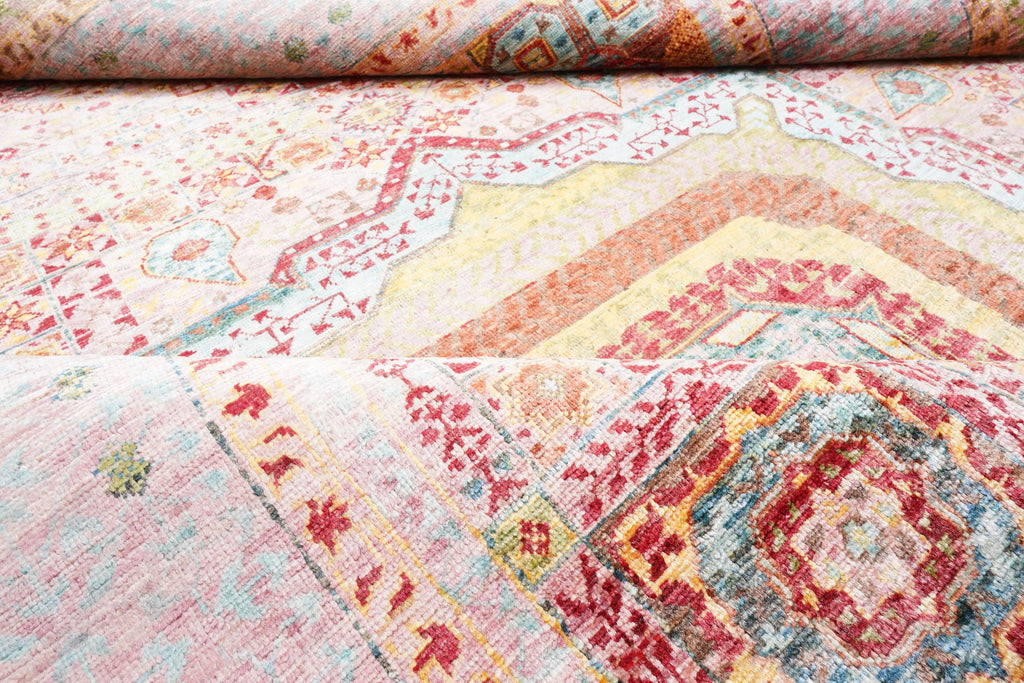 Pastel Vintage Turkish Rug 7.80 x 5.67 Ft – Handmade Oushak Area Rug – Soft Pink Boho Rug – One of a Kind Anatolian Carpet