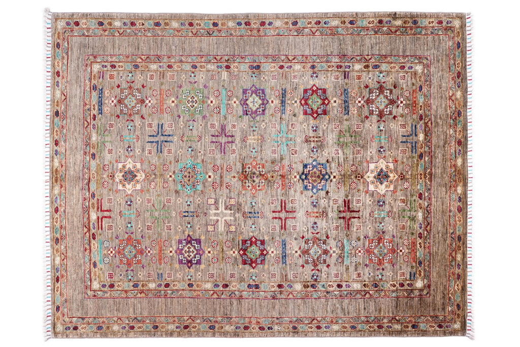One of a Kind Sultani Afghan Rug 6.39 x 5.02 Ft – Handmade Tribal Area Rug – Vintage Afghan Carpet – Earthy Neutral Boho Rug