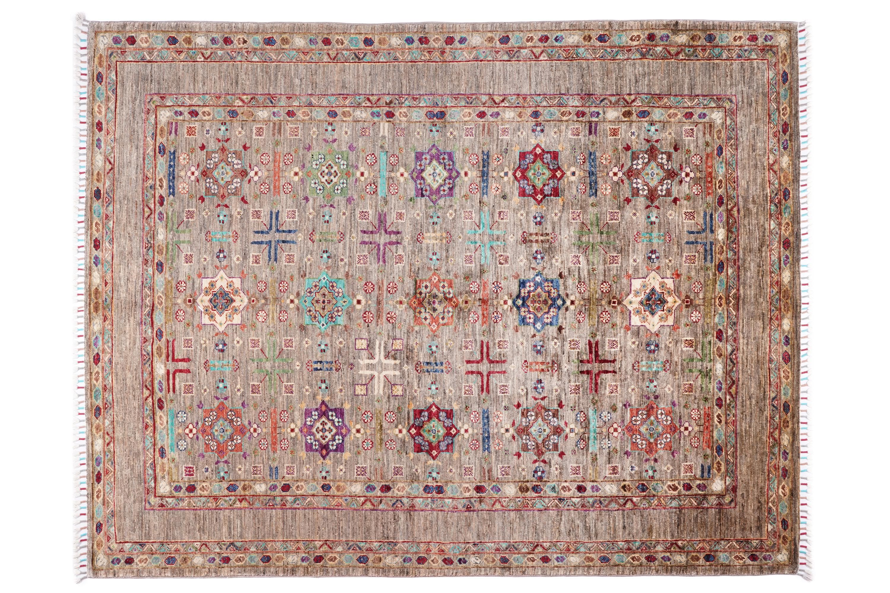 One of a Kind Sultani Afghan Rug 6.39 x 5.02 Ft – Handmade Tribal Area Rug – Vintage Afghan Carpet – Earthy Neutral Boho Rug