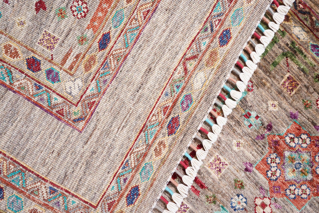 One of a Kind Sultani Afghan Rug 6.39 x 5.02 Ft – Handmade Tribal Area Rug – Vintage Afghan Carpet – Earthy Neutral Boho Rug