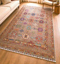 One of a Kind Sultani Afghan Rug 6.39 x 5.02 Ft – Handmade Tribal Area Rug – Vintage Afghan Carpet – Earthy Neutral Boho Rug