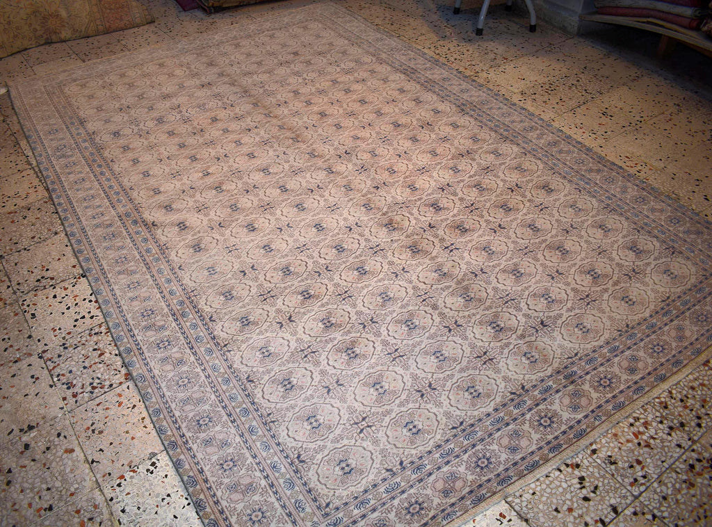 Handmade Wool Rug 6.6x9.35 ft Kayseri Rug, Turkish Vintage Area Rug, Neutral Beige Carpet, Large Living Room Rug, One of a Kind