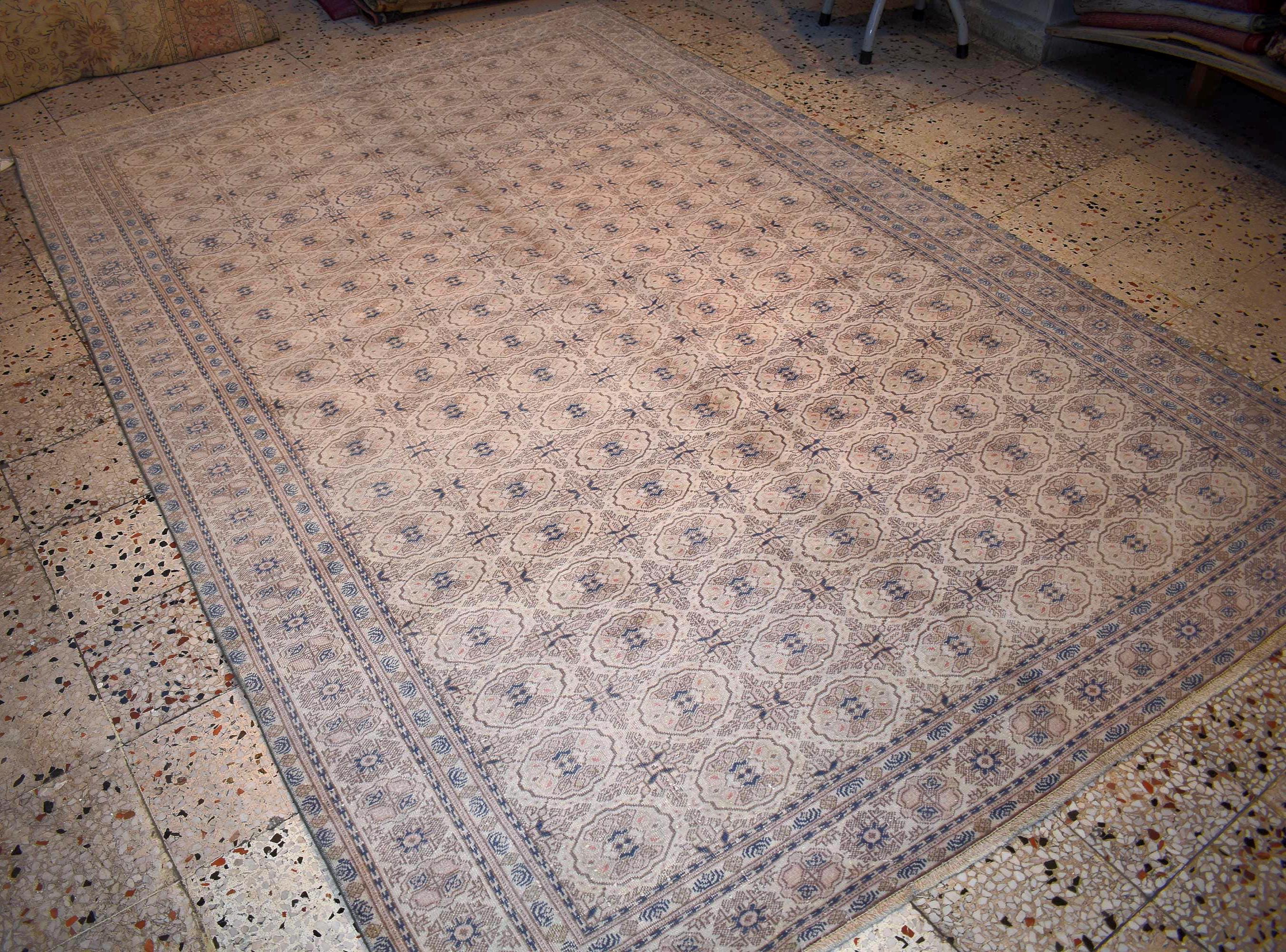 Handmade Wool Rug 6.6x9.35 ft Kayseri Rug, Turkish Vintage Area Rug, Neutral Beige Carpet, Large Living Room Rug, One of a Kind