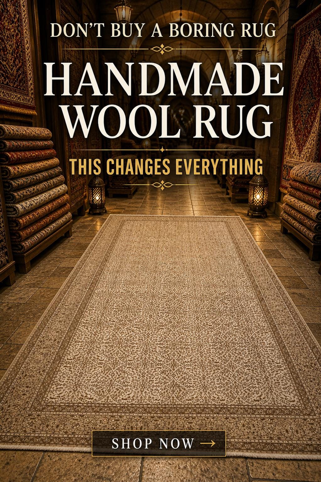 Hand Knotted Kayseri Rug 6.6x9.8 ft – Vintage Turkish Wool Cotton Rug, Beige Neutral Area Rug, Large Living Room Rug, One of a Kind